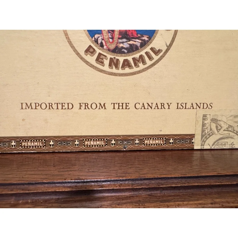 Vintage Penamil No 17 Hand Made Wooden Cigar Box Canary Islands Spain Tobacciana